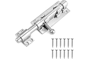 Lanpeeking 304 Edelstahl Türriegel, 12mm Riegelschloss, Verdickter Bolzenriegel mit Vorhängeschloss Loch für Haus Hof Garten Tor Zaun (16cm)