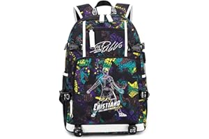 Lorh's store Joueur de Football étoile Cristiano Ronaldo Sac à Dos Multifonction Lumineux CR7 Voyage étudiant Sac à Dos Fans de Football Bookbag pour Hommes Femmes