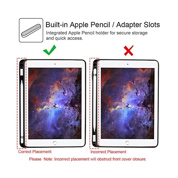 Fintie Funda para iPad 9.7 2018 con Soporte Incorporado para Pencil Original - Carcasa Ligera Trasera Protectora de TPU Suave con Función de Soporte y Auto- Reposo/Activación, Negro - Imagen 4