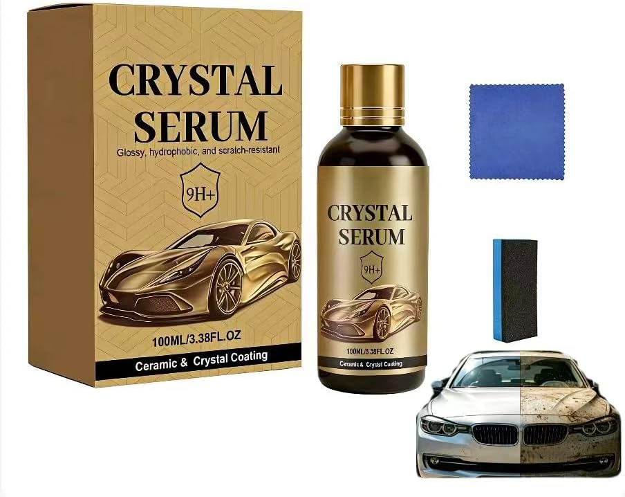 zoocco 100ML PTZ Crystal Serum – Advanced Graphene Ceramic Coating for Cars, Quick-Acting 9H Hydrophobic Protection, Ultra Shine Polish & Paint Restoration Effect (1pc)