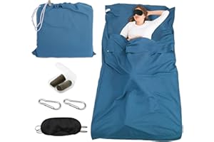 BORISCA 220x90cm Verde Lenzuolo Sacco a Pelo + Paraocchi + Moschettoni*2, Morbido e Confortevole Estivo Sacco a Pelo Ultraleggero, Sacco Lenzuolo da Viaggio Ultraleggero per Campeggio, Hotel, Treni