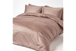 HOMESCAPES Zestaw poszewek na kołdrę z brązowej organicznej bawełny, podwójny 400TC, odpowiednik gęstości splotu 600, poszewka na kołdrę, zestaw pościeli do łóżka, w zestawie 2 poszewki na poduszki