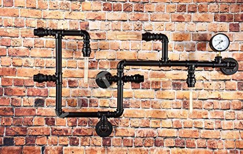 Large Industrial Vintage Steampunk Black Metal Pipe Retro Wall Lamp Edison Wall Light