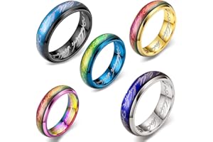 EUMENIDES Color Changing Ring,Men's Women's Mood Color Changing Ring， Titanium Steel Color Ring,Novel Ring, Lovers Fashion Ring,