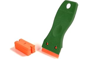 CANOPUS Rascador de Plastico Rasqueta Plástico con 10 PZs de Cuchillas Plastico, Rasqueta Vitroceramica, Rasquetas, Raspador de Plástico ideal para raspar pegatinas de vidrio, etiquetas, Adhesivo