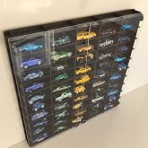 1/64 Scale 50Vehicle Hotwheels Matchbox metal vehicle Compatible Model Toy Car Rack with Plexiglass Cover-Scropped Black