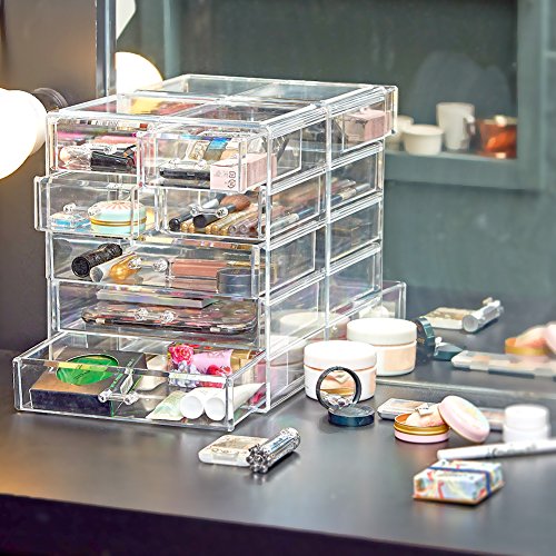 Acryl Makeup Box, EZOWare Acryl Makeup und Kosmetik Aufbewahrung / Organiser mit 5 Ebenen 7 Schubladen – Kristall - 8
