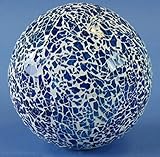 Glas Keramik Deko Kugel Mosaik in Türkis / Blau. Runde Kugel mit Loch zum stellen für schöne Dekorationen. Farbe: Türkis / blau. Material: Keramik, Glas. Durchmesser: 20cm. Lieferung: 1 Stück