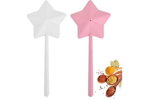 TIBAPLA 2 Piezas Varita Salero y Pimentero, Salero y Pimentero de Estrella, Sal Pimentero Varita, Salero y Pimentero con Varita Mágica, Dispensador Salero, Plastico, para Restaurante Cocina (Blanco+Rosa)
