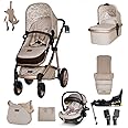 Cosatto 3 in 1 Travel System - Wow 2 Everything Bundle - Compact Fold & Lightweight, Carrycot, Seat Unit, ADAC Tested iSize Car Seat, ISOFIX Base, Adapters, Footmuff, Change Bag & Raincover (Whisper)