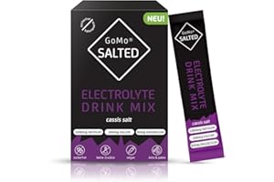 GoMo SALTED Hydration Aid | Électrolytes sans sucre et faible en calories | Absorption d'eau et hydratation plus rapides | 30 portions de sel alpin suisse I Bouton citron (30, cassis)