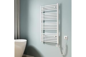 EMKE Radiador Toallero Eléctrico para Baño,100 x 60 cm, Secatoallas eléctrico con termostato, 500 vatios (Blanco)