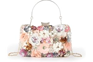 LHHMZ Women Elegance Floral Evening Clutch Bags Flowers Beads Wedding Tote Bags Bride Shoulder Handbags