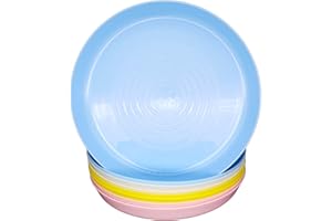 Bloomsworld 8 Toddler Plastic Plates Set, Reusable, BPA Free, Kids Picnic and Party Tableware for Boys and Girls