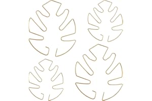 Cyleibe 4Pcs Monstera Plant Support, 2 Size Leaf Shaped Golden Plant Support Climbing Plant Stem Stand Hooks, Monstera Stabilizer Stakes Grapple Holder Clamp Set for Thriving Growth Plant