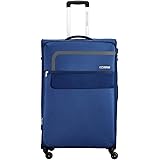 American Tourister Geneva 56 Cms Small Cabin Polyester Soft Sided 4 Spinner Wheels Luggage/Suitcase/Trolley Bag (Blue)
