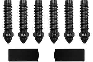 HIKUDIY 6 ugelli in acciaio temprato per Elegoo Centauri Carbon/Centauri, estrusore Hotend con 2 coperchi in silicone per stampante 3D Centauri Carbon/Centauri