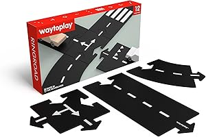 Waytoplay Circuit Ringroad de 12 pièces pour Petites Voitures - Circuit Flexible, indestructibe et étanche - Circuit de Voiture à Assembler - Made in Pays-Bas