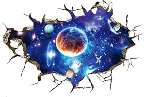 LICHI 3D Smashed Broken Astronomy Stars Outer Space Wall Sticker for Children Girls Boys Room - Planets