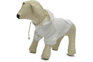 Lovelonglong Blank Basic Hoodie Sweatshirt for Dogs 100% Cotton Fits Small Medium Dachshund Large Dog Off-white D-M