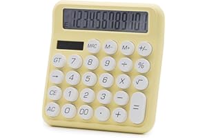 OFFIDIX Calculatrice de bureau, calculatrice électronique standard à 12 chiffres, couleur bonbon, jaune