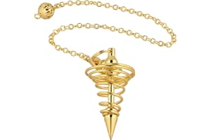 mookaitedecor Vortex Divinatoire Pendule Radiesthésie en Métal pour Divination Voyance Esotérisme,Plaqué Or