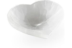 NKlaus 15595 - Cuenco de selenita natural con forma de corazón (10 x 11 cm), diseño de piedras preciosas