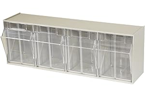 Akro-Mils 06704 TiltView Horizontales Kunststoff-Aufbewahrungssystem mit vier Tilt Out Bins, 23-5/8-Zoll Wide von 8-3/16-Zoll High von 6-3/4-Zoll Deep, Stone