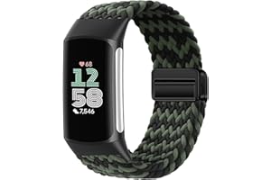 Issinlky Nylonowa pleciona opaska kompatybilna z Fitbit Charge 6/5, elastyczna magnetyczna opaska z klamrą dla Fitbit Charge 5/6 Kobiety Mężczyźni