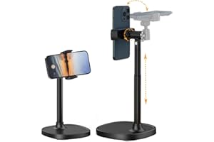 Kaishuai Soporte para movil,Soporte movil Mesa,Teléfono,360°Multiángulo Ajustable de Escritorio,para de fotografía Plana transmisión en Vivo o Vivo Grabar vídeos de Video (Negro)