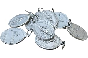 GTBITALY Lot de 10 médailles Vierge miraculeuse et église, basilique, avec anneau en argent