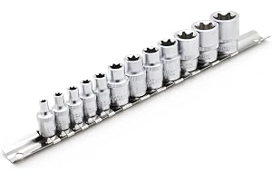DAKCOS 12-delade E-Torx hylsor 1/4" 3/8", E-torx socket set E4–E20