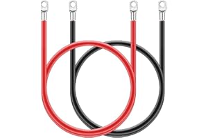 MAOZHOU 2 Pcs Battery Inverter Cable,20 Inch Red and Black Battery Cable,5AWG 16mm² Car Battery Leads with Ring Terminals Copper Flexible Wire for Truck, Motorcycle, Solar, RV, Marine(3/8 Inch Lugs,M10)