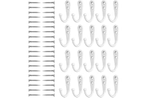 RITTE Ganchos Antiguos, 20 Piezas Ganchos Percheros de Pared, Gancho de Pared Antiguo de Diseño de Gancho Simple de Estilo Retro Para Cocina, Baño, Dormitorio - Blanco (Tornillos de Montaje Provistos)