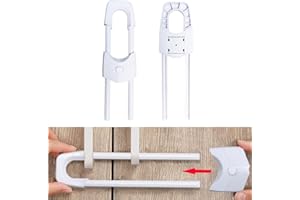 ANGYANG Cabinet Locks for Children, Reusable U-Shaped Baby Proofing Child Safety Locks for Kitchen Cupboard, Door, Cabinet, Closet, Fridge, Knob Handle, Adjustable, Easy to Use (White 2 Pieces)