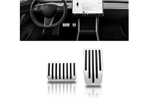 YOUNLEN For Tesla 2016-2024 Model 3 (Including Highland), Model Y Performance Pedal Pads Cover Foot Aluminium Anti-Slip Pedals (Silver)