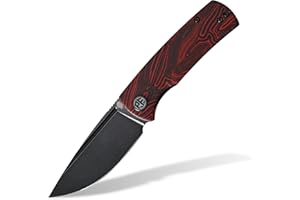 Petrified fish PFP01X Beluga Cuchillo Plegable 2,99 inch Cuchilla de satén de acero 14C28N G10 Mango EDC cuchillo de bolsillo (Red Black Stonewashed)