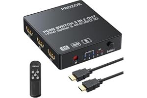 PROZOR HDMI Umschalter 3 In 2 Out HDMI Automatischer Switcher Unterstützung 4K 3D HDMI 1.4 mit IR Fernbedienung für HDTV Monitor DVD Player PC Projektor Sky PS3 PS4