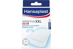 Hansaplast Sensitive XXL förband för medelstora, sterila sår utan latex, 1 förpackning med 5 stycken 8 x 10 cm
