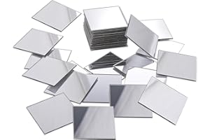 Zyghjort 50 sztuk mini luster, 2,5 x 2,5 cm, akrylowe płytki lustrzane, samoprzylepne, kwadratowe, samoprzylepne, mozaika, lustro, dekoracja ścienna, łazienka, kuchnia, rzemiosło, stół