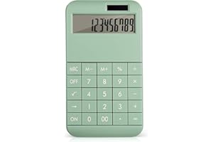 EooCoo Calculadora Basica con Pantalla LCD Grande de 12 dígitos e de Pulsante Grande, Batería Solar Dual Power - Verde