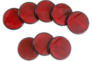 Eacalyc 8 x Catarifrangenti Rotondi Rimorchio Autoadesiva Rosso Riflettori Posteriori Rotondi Incollare per I Montanti del Cancello Caravan Rimorchio Bicicletta Camion o Macchine Agricole