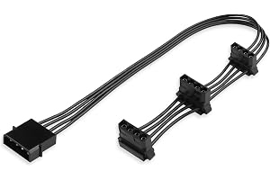 ELFJMZP 4-stifts IDE Molex förlängningskabel och strömfördelare (32 cm/12,6 tum) - 1 till 3,D-typ hane till hona, strömförsör