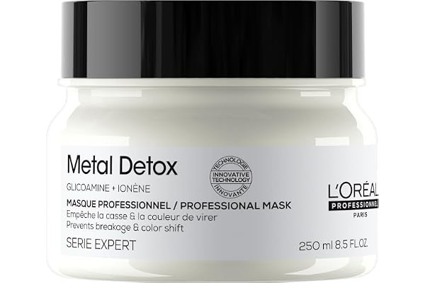 L'OREAL PROFESSIONNEL - Masque Anti-Casse - Cheveux Abîmés & Cassants, Colorés ou Naturels - Renforce & Hydrate la Fibre - Couleur Longue Durée - Metal Detox, Série Expert - 250ml
