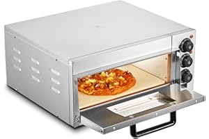 VEVOR Forno per Pizza Commerciale da Banco, 406 mm Singlo Piano, Forno Elettrico per Pizza in Acciaio Inox con Pietra e Maniglia, Macchina per Pizza Interna per Ristorante, Forno per Pizza a Casa