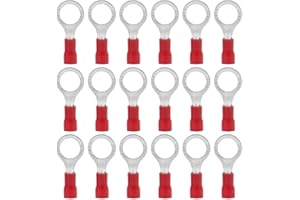 Hocansen 100 Pezzi Terminale Connettori ad Anello M8 Ring Crimp Connettori Elettrici a Occhiello Anello Crimpatrice Crimp Terminale Set per Fili (PR8/Red)