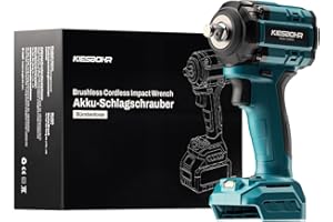 KIESBOHR KIESBIHR Cordless Impact Wrench 1/2 Inch Compatible with Makita 18v Battery, Brushless Impact Gun with 450Nm, 4 Speed and Socket Set(Without Battery and Charger)