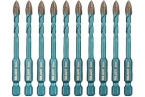 Wood Plastic Masonry Drill Bits - MINLAYCUT 10pcs 1/4Inch (6mm) Carbide Drill Bits Tip Quick Change Hex Shank for Wood,Plastic,Masonry,Ceramic Tile,Concrete,Marble
