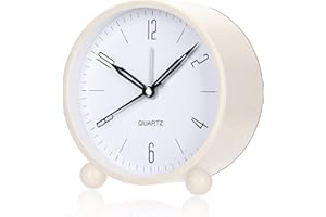 YOUJABZ Reloj Despertador analógico, Esfera Grande de 4 Pulgadas, Reloj Despertador Redondo Minimalista de Metal, Reloj Despertador Moderno de mesita de Noche, sin tictac