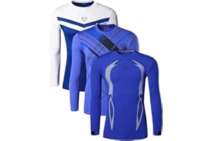 jeansian Herren 3 Packs Athletic Quick Dry Long Sleeves Sport T-Shirt Tees LA184